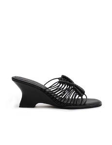 Footwear: Macrame Wedge - Black