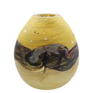 Rita Angus Inspired Mustard Sky Landscape Vase