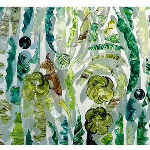 Glass Wall Art: Feather Wall Art Panel Green Large