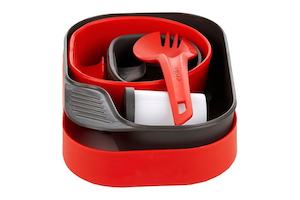 7pc Wildo Camp-A-Box Complete Camping Kit Utensils Bowl Plate Cup Dinner Set Red