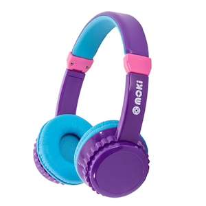 Internet only: Moki Play Safe Wireless On-Ear Headphones for Kids - Purple / Aqua