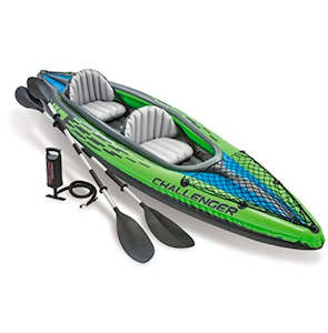 Intex Challenger Kayak, Man Inflatable Canoe with Aluminum Oars and Hand Pump