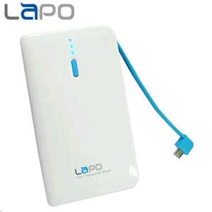 LAPO Ultra Slim Designed Power Bank 4640mAh 2.1A 2xUSB Ports 13.1mm White Janpan Cell Inside