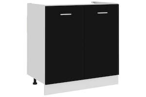 Sink Bottom Cabinet Black 80x46x81.5 cm Engineered Wood vidaXL