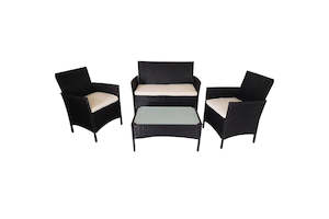 Elora 4pc Lounge Dining Set Outdoor Furniture Rattan Wicker Chair Table Garden Patio Balcony