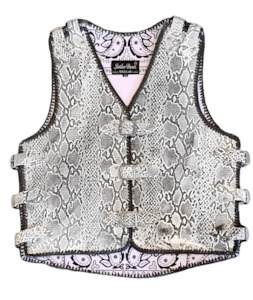 White Snake Print Leather Vest