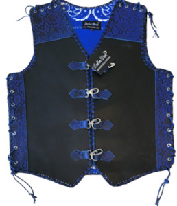 Blue and Black Snake Print Leather Vest