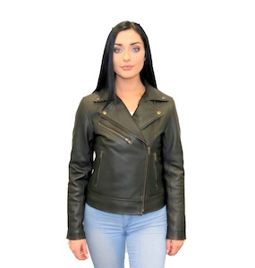 Ladies Classic Black Motorcycle Leather Jacket