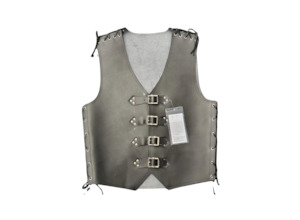 Truckers Thick Leather Vest Black Stitching