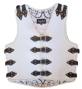 White Leather Vest with Black Strap