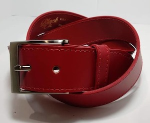 Domed Jean Leather Belt Red