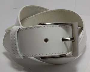 Domed Jean Leather Belt White