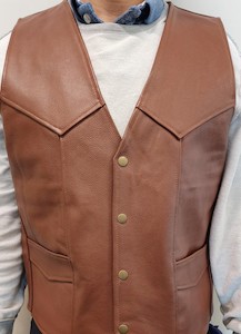 Leather clothing: Brown Side Seam Leather Vest