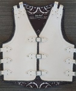 White/Black Crocodile Print Leather Vest