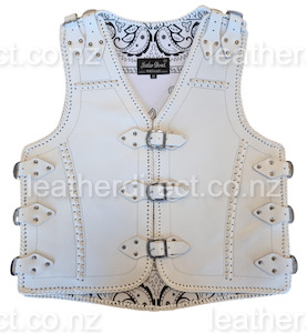 Thick White Leather Vest