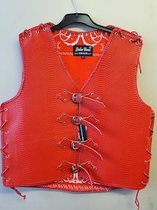 Crocodile Print Leather Vest With Laced Sides