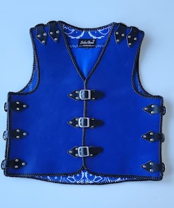 Blue Leather Vest with Black Straps