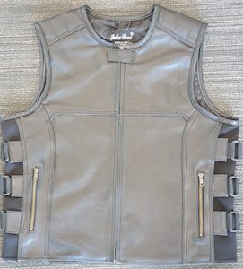 Black Perforated Leather Vest