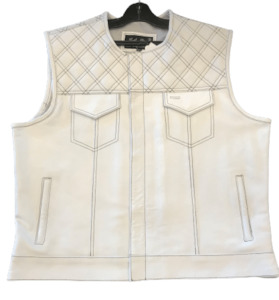 White Jean Style Vest with Black Stitching