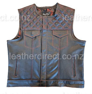 Black Jean Style Vest with Red Stitching