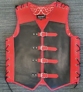 Thick Red and Black Leather Vest