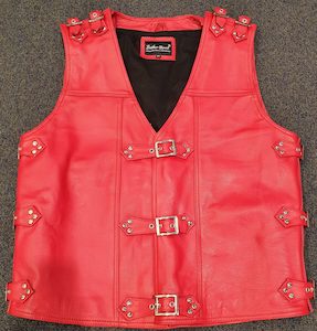 Buckled Red Leather Vest