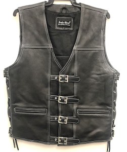 Leather clothing: New Style Black/White Leather Vest