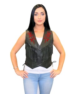 V6402 Rose Ladies Leather Vest