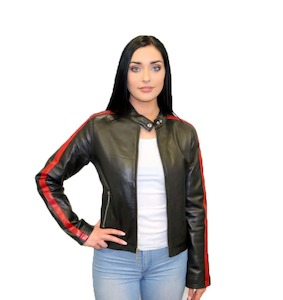 Women’s Leather Jacket DL06SHBLK/RED