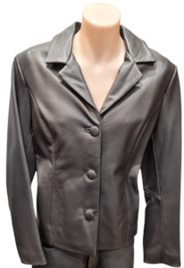 Women’s Button Leather Blazer