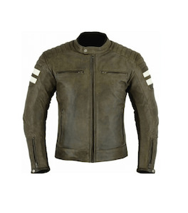 Distressed Brown Motorcycle Jacket with Amour