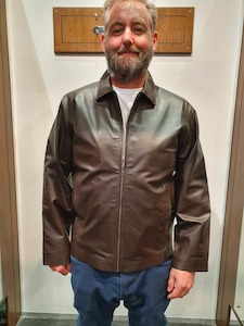 Leather clothing: Tapered Men’s Brown Leather Jacket