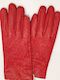 Red Leather Silk Lined Gloves