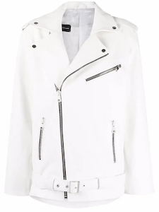 Leather clothing: Women White Dad’s leather Jacket