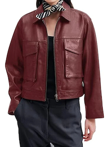 Womens Motorcycle Brown Cropped Leather Jacket