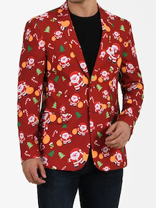 Mens Santa Claus Red Christmas Blazer