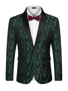 Leather clothing: Mens Floral Tuxedo Paisley Shawl Blazer