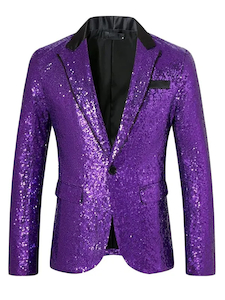 Men’s Sequin Wedding Glitter Shiny Slim Fit Blazer