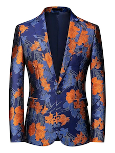 Mens Floral Slim Fit Elegant Tuxedo Blazer