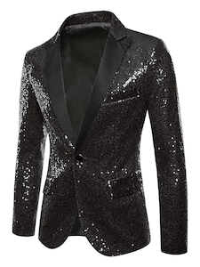 Mens Sequin Peak Lapel Sparkly Party Glitter Blazer