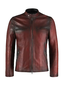 Mens Vicente Red Vintage Leather Jacket