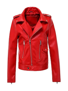 Womens Zipper Motorcycle Leather Jacket