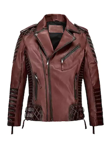 Mens Ernesto Maroon Biker Leather Jacket