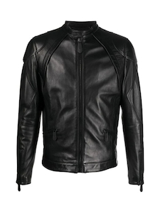 Leather clothing: Mens Classic Biker Moto Leather Jacket