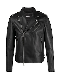 Leather clothing: Men Stylish Biker Leather Black Jacket