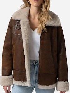 Women B3 Bomber Shearling Brown Leather Jacket