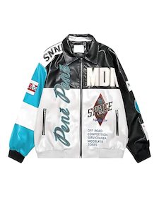 Motorcycle Bomber Varsity Leather Jacket