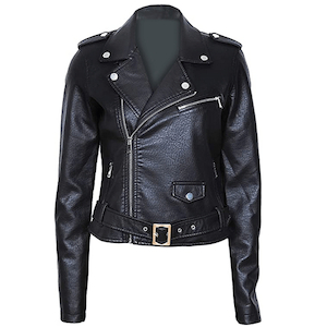 Women’s Biker Cropped Leather Jacket