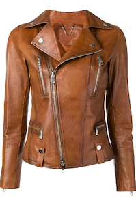 Womens Moto Biker Waxed Leather Jacket