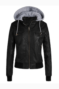 Womens Bomber Removable Hooded Jacket